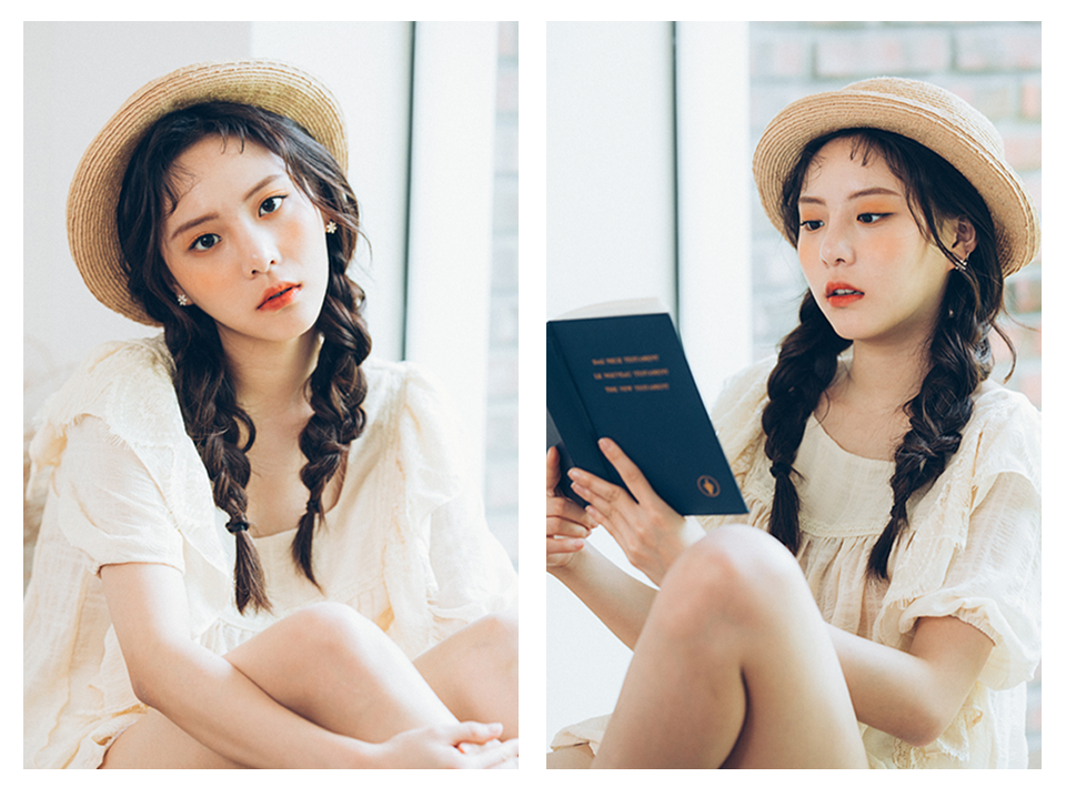 더블 브레이드 헤어 with 캉캉햇 모델