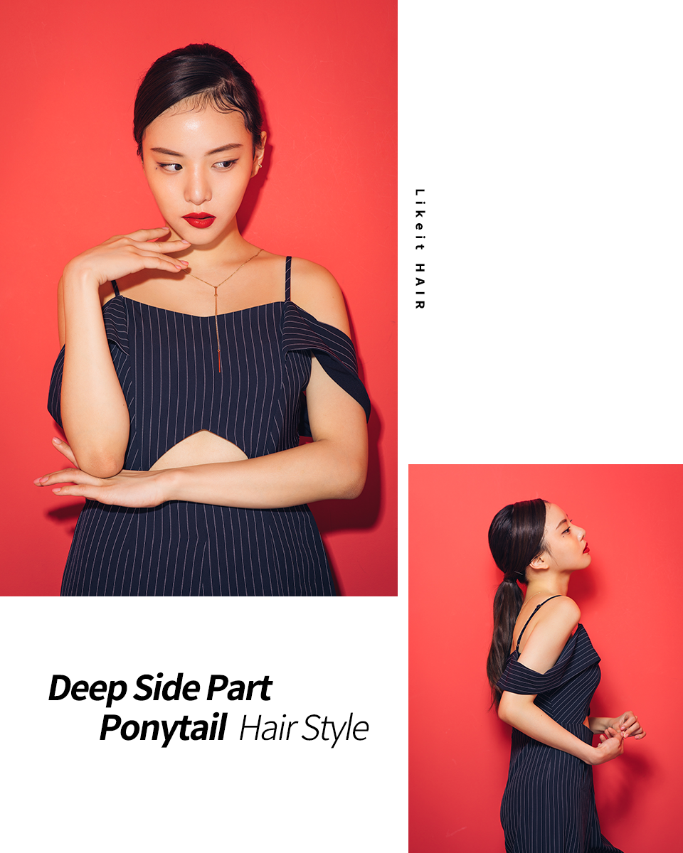 Deep side part Ponytail Hair Style