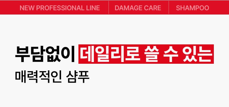 NEW PROFESSIONAL LINE | DAMAGE CARE | SHAMPOO / 부담없이 데일리로 쓸 수 있는 매력적인 샴푸