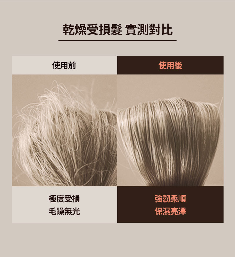乾燥受損髮 實測對比