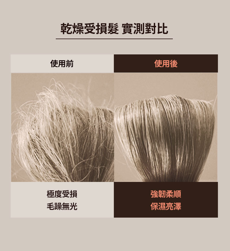 實際使用商品-受損髮前後對比