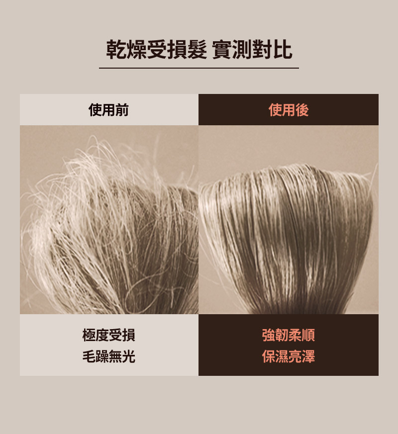 乾燥受損髮 實測對比